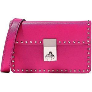 Valentino Rockstud Stud Spiked Leather Belt Bag Crossbody Shoulder Wallet